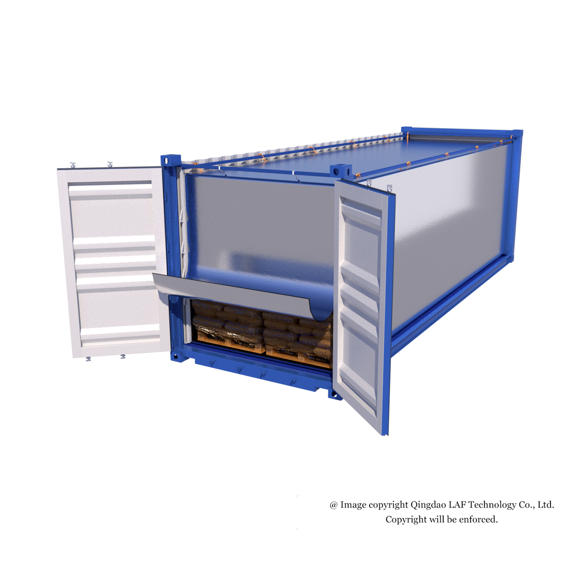 Revestimiento térmico de PE para contenedores para transporte de graneles secos